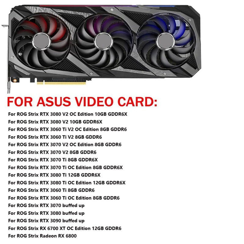 WLQTKST Graphics Card Cooling Fan Replacement for ASUS ROG Strix RTX 3060Ti 3070 3070Ti 3080 3080Ti 3090 Gaming RX 6700XT 6800 Series 95mm CF1010U12S 12V 0.45A 7 Pin Video Card Cooler Fans GPU Fan (Fan-2) - Image 3